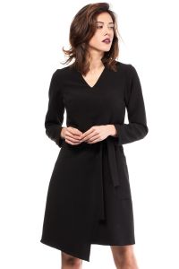 Black Wrap Around Asymmetrical Dress