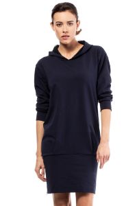 Dark Blue Knitted Hoodie Dress