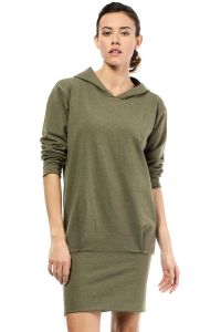 Khaki Knitted Hoodie Dress