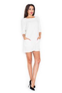 Long Sleeves Ecru Shift Dress