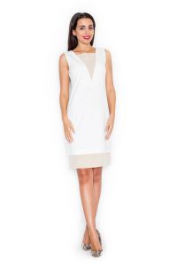 Minimalist Ecru Dress in V-neck line