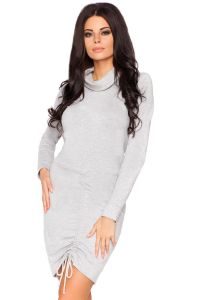 Turtleneck Knitted Dress in Light Grey