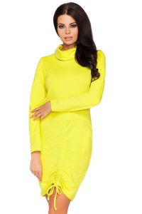 Turtleneck Knitted Dress in Lime