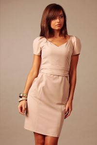 Cappuccino Back Slit Seam Dress with Back Zipper and Side Pockets