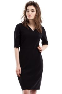 Black Pencil Dress With V Neck Mini Length