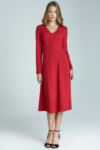Deep Red Classic Midi Dress