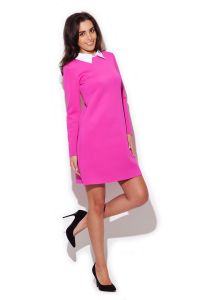 Pink Flecked shift dress with contrast collars