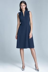Dark Blue pleated shoulder seam dress