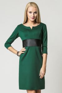 Green seam dress with contrast waist panel