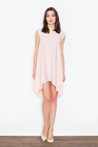 Light pink asymmetrical dress with back seam zipper