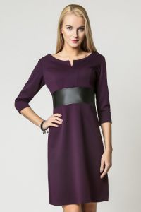 Purple seam dress with contrast waist panel