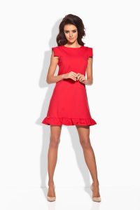 Red mini dress with frilled hemline
