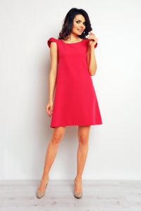 Pink shift dress with ruffled cap sleeves