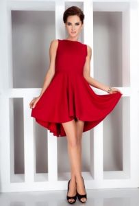 Lacosta - Ekskluzywna sukienka z dłuższym tyłem - Czerwony 33-2