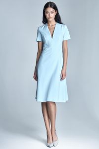 Light blue midi dress with seam bodice