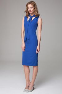 Stylish blue midi dress with scarf