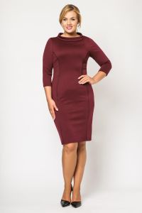 Maroon dress with faux turtle neck PLUS SIZE