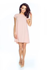 Pink short flared dress with back bow