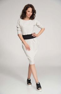 Cream sporty dress with elasticized waist