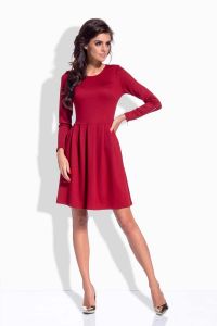 Dark red pleated dress with zipper sleeves