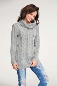 Grey turtle neck sweater with pattern knit