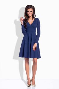 Navy blue crossover bodice dress