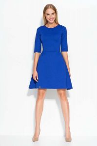 Blue swirl dress with zipper embellishment