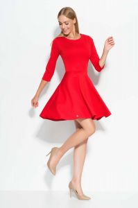 Red skater dress with seam bodice