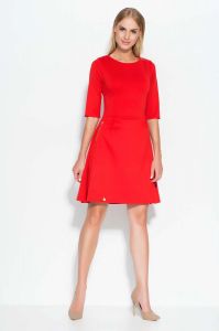 Red swirl dress with zipper embellishment